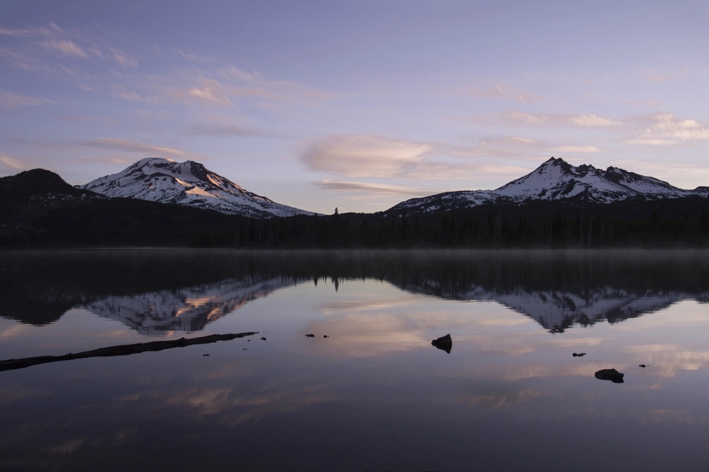 Alpine ridge and lake landscape